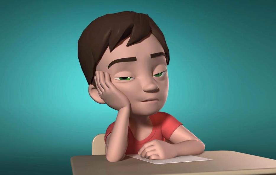 小男孩上課犯困打瞌睡